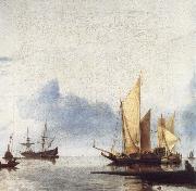 unknow artist A Dutch Yacht and Other Vessels Becalmed Near the Shore